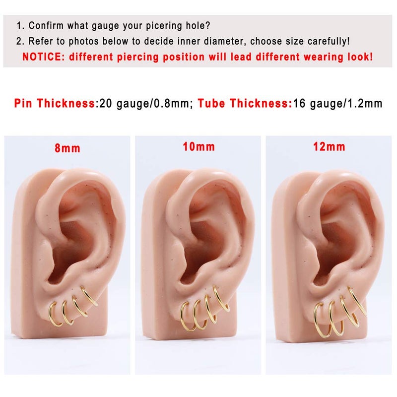 FANSING Earrings for Women Hoop Earrings Trendy Cartilage Earring Hoop Surgical Steel Earrings for Men 18k Gold-plated 10mm - Image 5